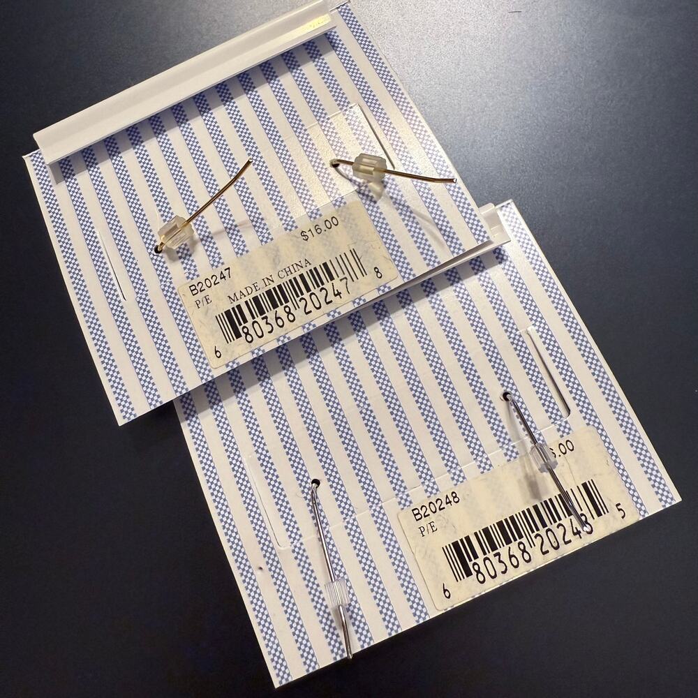 NWT Tommy Hilfiger Gold and Silver Tone Logo Drop Earrings - Picture 4 of 6